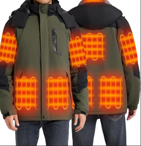 Hecusma Heated Jacket with Fur Lining for Men with 18400mAh 12V Battery Pack - Size M photo 16