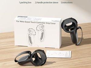 AMZDM Upgraded Controller Grip for Meta Quest 2 Grips Cover for VR Oculus Touch Controllers Covers Protector with Joystick Covers 1Pair Black & Gray : Video Games photo 3