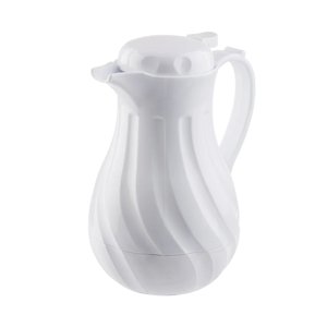 20 oz Beverage Server w/ Push Button Lid - Plastic, White photo 7