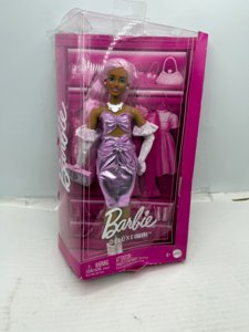 Barbie Deluxe Style Doll #1 in Glossy Pink Barbiecore Dress with Velvet Gloves  Pink Hair photo 4