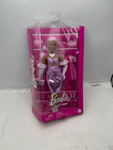 Barbie Deluxe Style Doll #1 in Glossy Pink Barbiecore Dress with Velvet Gloves  Pink Hair photo 2
