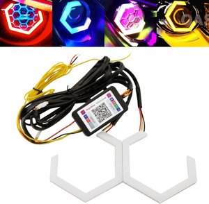 Qasim 80MM Hexagon Angel Eyes RGB APP Control Retrofit Car Motorcycle Light photo 3