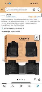 LASFIT Floor Mats for Toyota Tundra 2022-2024 2025 CrewMax Cab, All Weather Custom Fit TPE Floor Liners for Tundra SR/SR5/TRD PRO/Limited/Platinum/Castone Front&Rear 2 Row Car Mats, Black photo 6