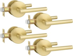 goldenwarm 4 Pack Gold Closet Door Handles, Brushed Gold Passage Door Handle photo 5